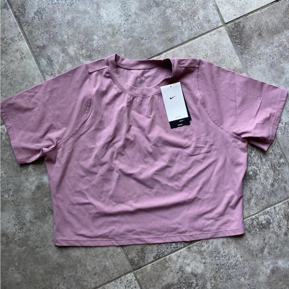 Nike Zenvy Rib Dri-FIT Training Short-Sleeve Top PINK WOMEN’ Size XXL HF2772-523
